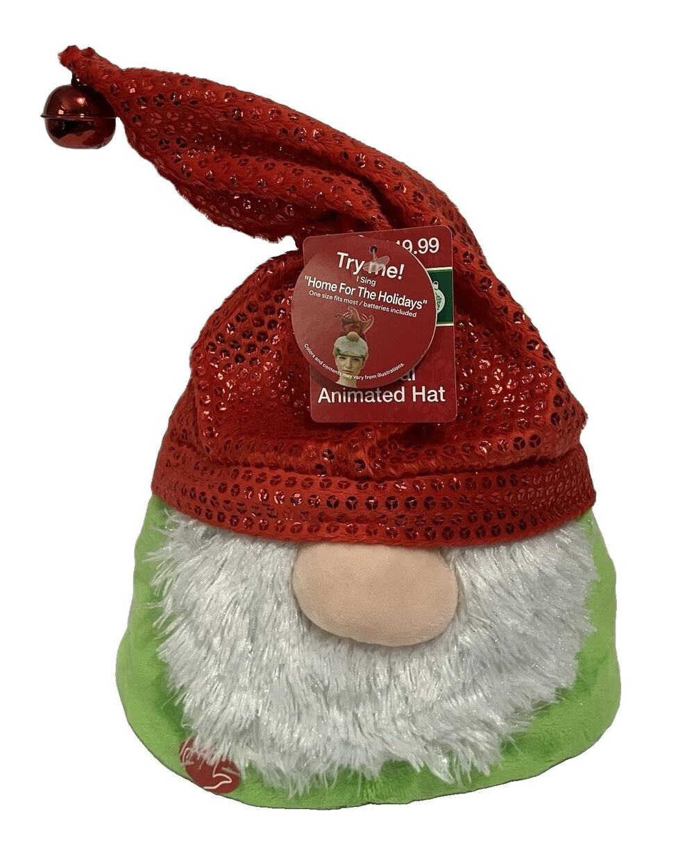 Dan Dee Collectors Choice Musical Animated Gnome Hat Home for the Holidays NWT